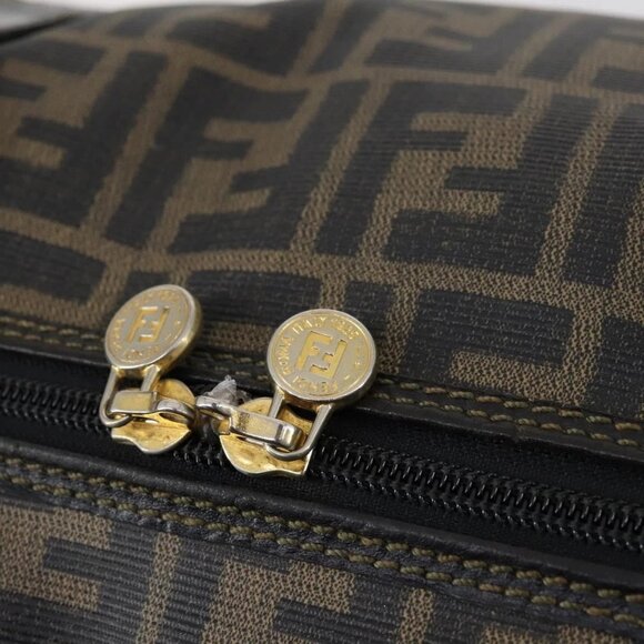 FENDI Zucca Canvas Boston Bag PVC Black Brown gold Auth 142675 - Picture 10 of 16